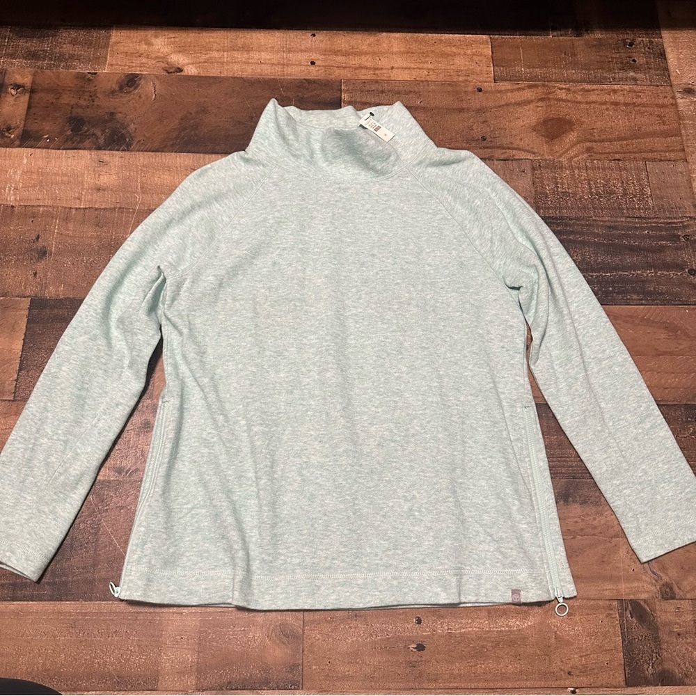 Talbots Featherweight Fleece Zipper Hem Pullover
